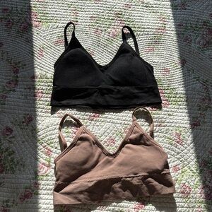 Black and Brown Scoop Back Bralette Set